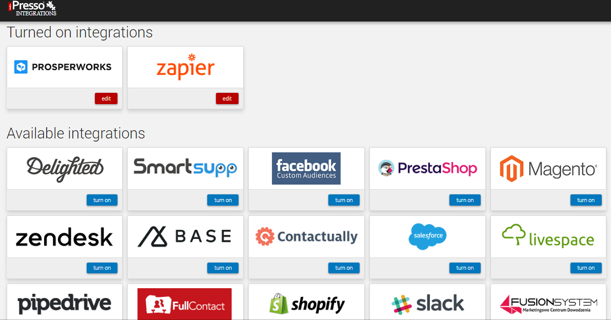 iPresso’s New Integration Center – All Your Integrations In One Place!